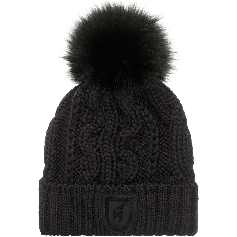 Casandra Knitted Fur Hat for Women (Black)