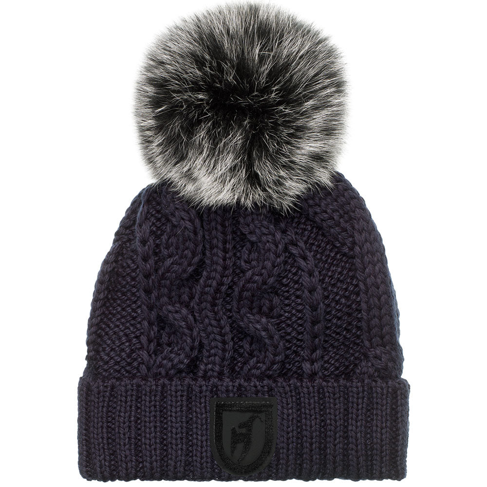 Casandra Knitted Fur Hat for Women (Midnight)